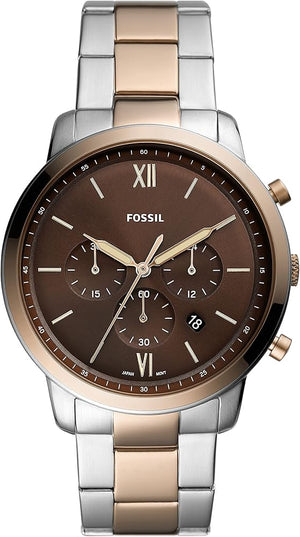 Fossil Neutra Chronograph Brown Dial Two Tone Steel Strap Watch for Men - FS5869