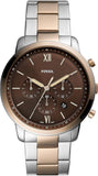 Fossil Neutra Chronograph Brown Dial Two Tone Steel Strap Watch for Men - FS5869