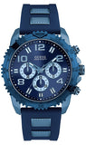 Guess Velocity Chronograph Blue Dial Blue Rubber Steel Strap Watch for Men - W0599G4