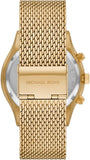 Michael Kors Slim Runway Chronograph Black Dial Gold Mesh Strap Watch For Men - MK9057