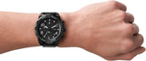 Fossil Bronson Chronograph Black Dial Black Leather Strap Watch for Men - FS5874