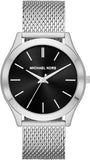 Michael Kors Slim Runway Analog Black Dial Silver Mesh Bracelet Watch For Men - MK8606