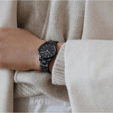Daniel Wellington Iconic Link Ceramic Black Dial Black Steel Strap Watch For Women - DW00100415