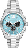 Michael Kors Lexington Chronograph Blue Dial Silver Steel Strap Watch for Men - MK9165