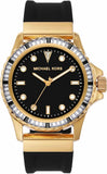 Michael Kors Everest Three-Hand Crystals Black Dial Black Rubber Strap Watch for Women - MK7440