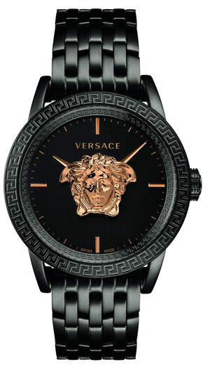 Versace Palazzo Empire Black Dial Black Steel Strap Watch for Men - VERD00518