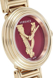 Versace Virtus Mini Quartz Red Dial Gold Steel Strap Watch For Women - VET300321