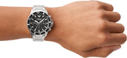 Emporio Armani Diver Chronograph Black Dial Silver Steel Strap Watch For Men - AR11360