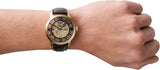 Fossil Townsman Automatic Skeleton Black Dial Black Leather Strap Watch for Men - ME3210