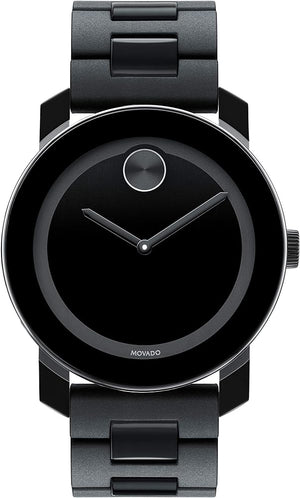 Movado Bold Black Dial Black Steel Strap Watch For Men - 3600047