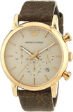 Emporio Armani Classic Chronograph White Dial Brown Leather Strap Watch For Men - AR1809