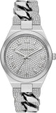 Michael Kors Lennox Pave Three-Hand Crystals Silver Dial Silver Steel Strap Watch for Women - MK7488