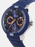 Guess Trade Blue Dial Blue Silicone Strap Watch for Men - W0967G2