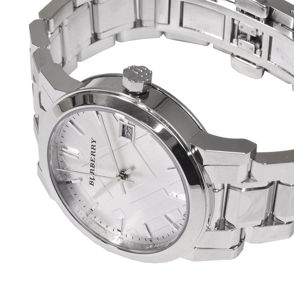 Burberry The City White Dial Silver Steel Strap Watch for Women