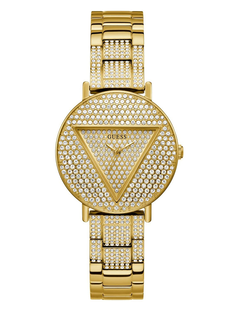 Guess Trend Diamonds Gold Dial Gold Steel Strap Watch für Damen