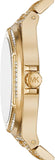 Michael Kors Lennox Three Hand Crystals White Dial Gold Steel Strap Watch For Women - MK6991