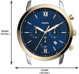 Fossil Neutra Chronograph Blue Dial Two Tone Steel Strap Watch for Men - FS5706