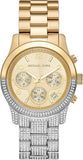 Michael Kors Runway Chronograph Gold Dial Two Tone Steel Strap Watch For Women - MK7329