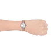 Michael Kors Darci Pave Silver Dial Rose Gold Steel Strap Watch For Women - MK4517