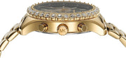 Michael Kors Berkley Chronograph Black Dial Gold Steel Strap Watch For Women - MK7414