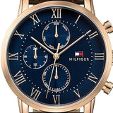 Tommy Hilfiger Kane Chronograph Blue Dial Brown Leather Strap Watch for Men - 1791399