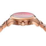 Michael Kors Runway Chronograph Pink Dial Rose Gold Steel Strap Watch For Women - MK7352