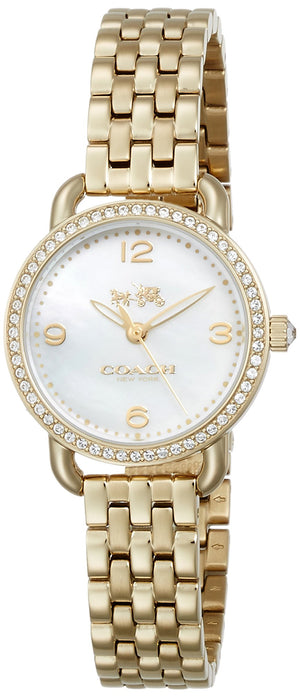 Coach Delancey Mother of Pearl Dial Gold Steel Strap Watch for Women - 14502478