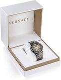 Versace Greca Icon Quartz Black Dial Black Steel Strap Watch For Men - VEZ900521