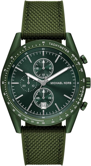 Michael Kors Accelerator Chronograph Green Dial Green Nylon Strap Watch for Men - MK9144