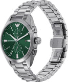 Emporio Armani Chronograph Green Dial Silver Steel Strap Watch For Men - AR11480