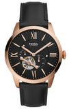 Fossil Townsman Automatic Black Dial Black Leather Strap Watch for Men - ME3170