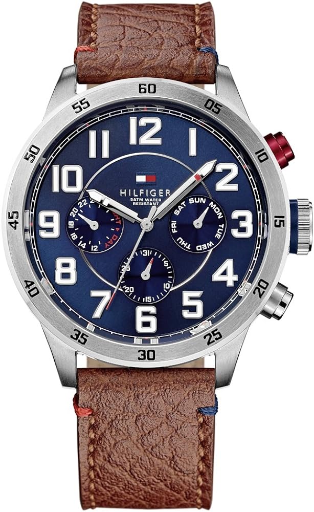 Tommy Hilfiger Trent Quartz Blue Dial Brown Leather Strap
