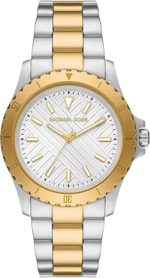 Michael Kors Everest Three Hand Silver Dial Two Tone Steel Strap Watch For Men - MK9141