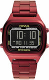 Fossil Retro Analog-Digital Black Dial Red Steel Strap Watch for Men - FS5897