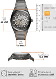 Fossil Everett Automatic Skeleton Grey Dial Grey Steel Strap Watch for Men - ME3206