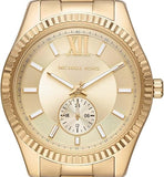 Michael Kors Lexington Quartz Gold Dial Gold Steel Strap Watch For Men - MK8947