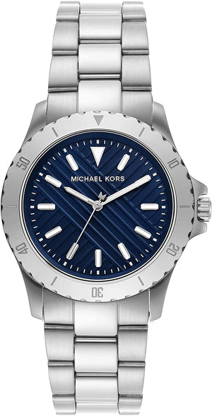 Michael Kors Everest Three-Hand Blue Dial Silver Steel Strap Watch For Men - MK9079