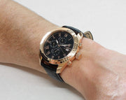Maserati Traguardo Chronograph Black Dial Black Leather Strap Watch For Men - R8871612002