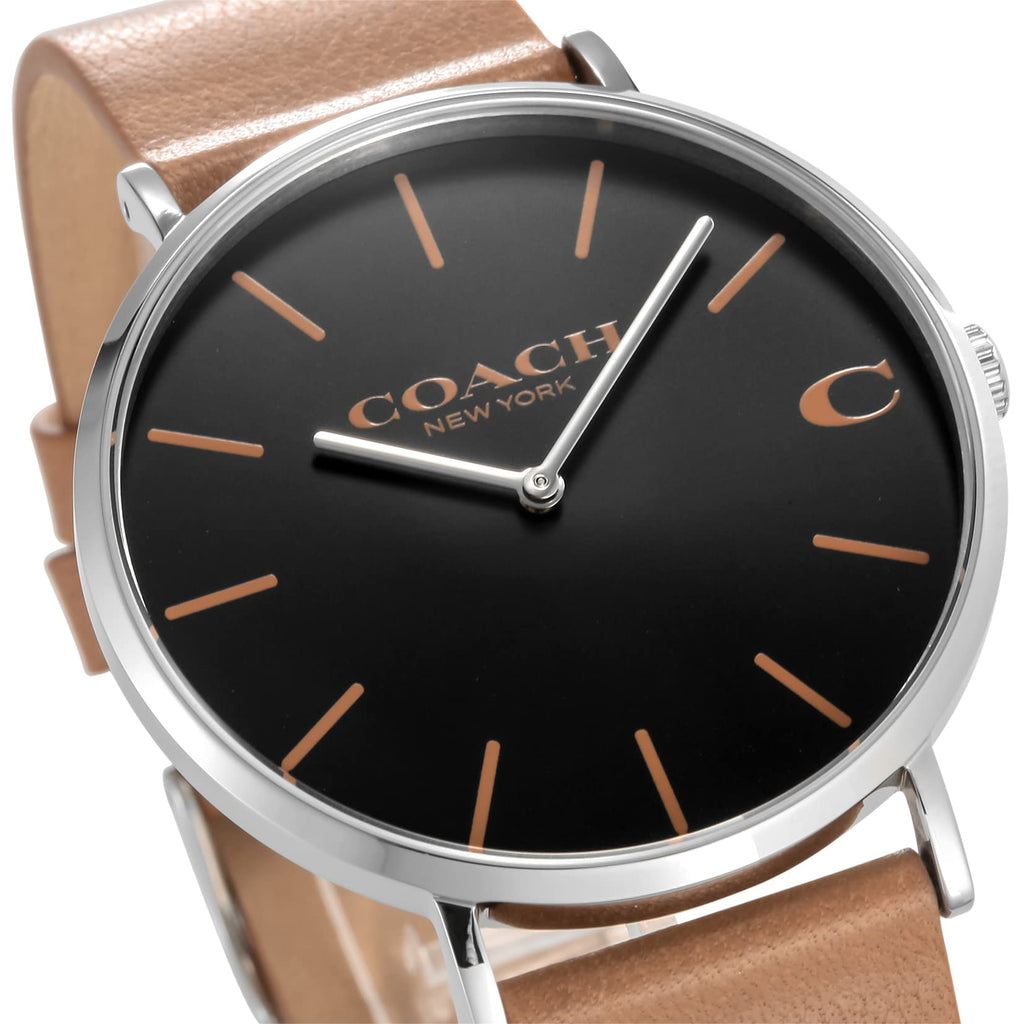 Coach Charles Black Dial Brown Leather Strap Watch for Men - 14602155