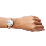 Fossil Jacqueline Three Hand Mother of Pearl Dial Pink Leather Strap Watch for Women - ES4671