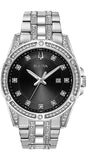 Bulova Crystal Collection Black Dial Silver Steel Strap Watch for Men - 96K104