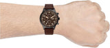 Fossil Retro Pilot Chronograph Brown Dial Brown Leather Strap Watch for Men - FS5833