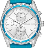 Michael Kors Hadyn Analog Silver Dial Blue Rubber Strap Watch for Women - MK7485