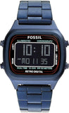 Fossil Retro Analog-Digital Black Dial Blue Steel Strap Watch for Men - FS5896