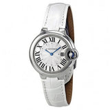 Cartier Ballon Bleu De Cartier Silver Dial White Leather Strap Watch for Women - W6920086