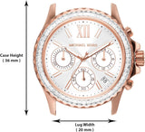 Michael Kors Everest Chronograph Silver Dial Rose Gold Steel Strap Watch For Women - MK7213