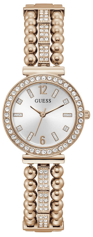 Guess Gala Diamonds Silver Dial Gold Steel Strap Watch for Women - GW0401L3