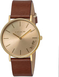 Coach Perry Analog Gold Dial Brown Leather Strap Watch for Women - 14503331-C