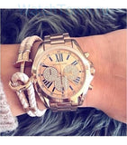 Michael Kors Bradshaw Chronograph Rose Gold Dial Rose Gold Steel Strap Watch For Women - MK6321