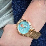 Michael Kors Runway Chronograph Turquoise Dial Rose Gold Steel Strap Watch For Women - MK6164